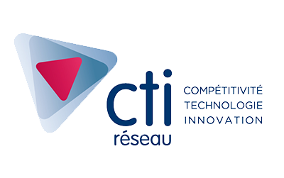 CTI network logo/arrow/red/blue