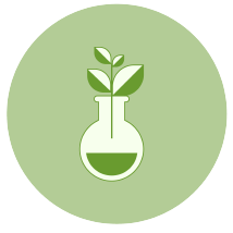 ingrédients naturels - Cosmetique Icône verte d’éprouvette avec feuille symbolisant les ingrédients biosourcés - ITERG