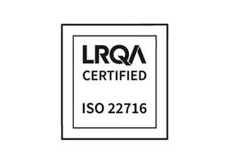 Certification ISO22716-labels qualité Logo de certification LRQA ISO 22716 - Bonnes pratiques de fabrication des produits cosmétiques.