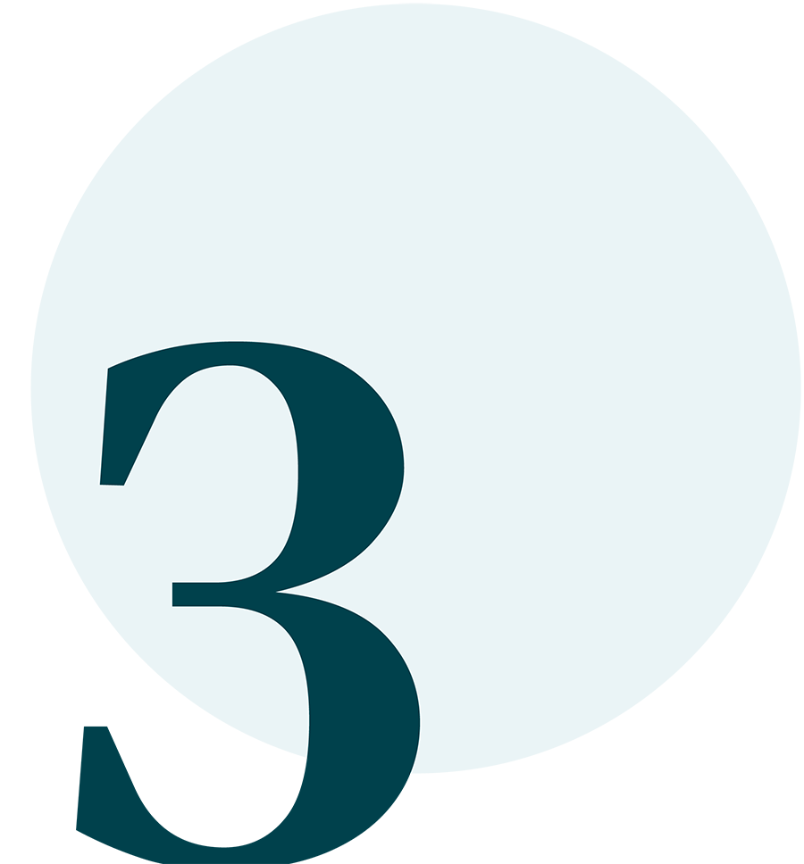 Pictogrammes-3 Chiffre 3 en bleu sur fond rond clair.