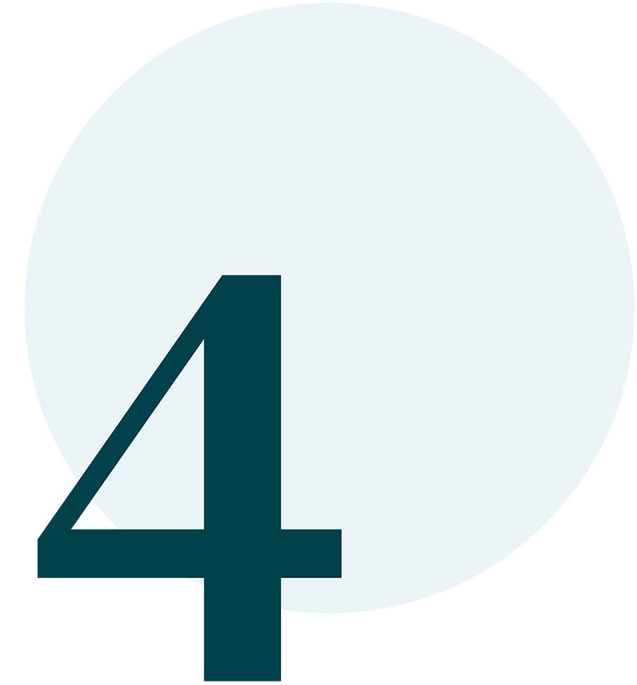 Pictogrammes-4 Chiffre 4 en bleu sur fond rond clair.