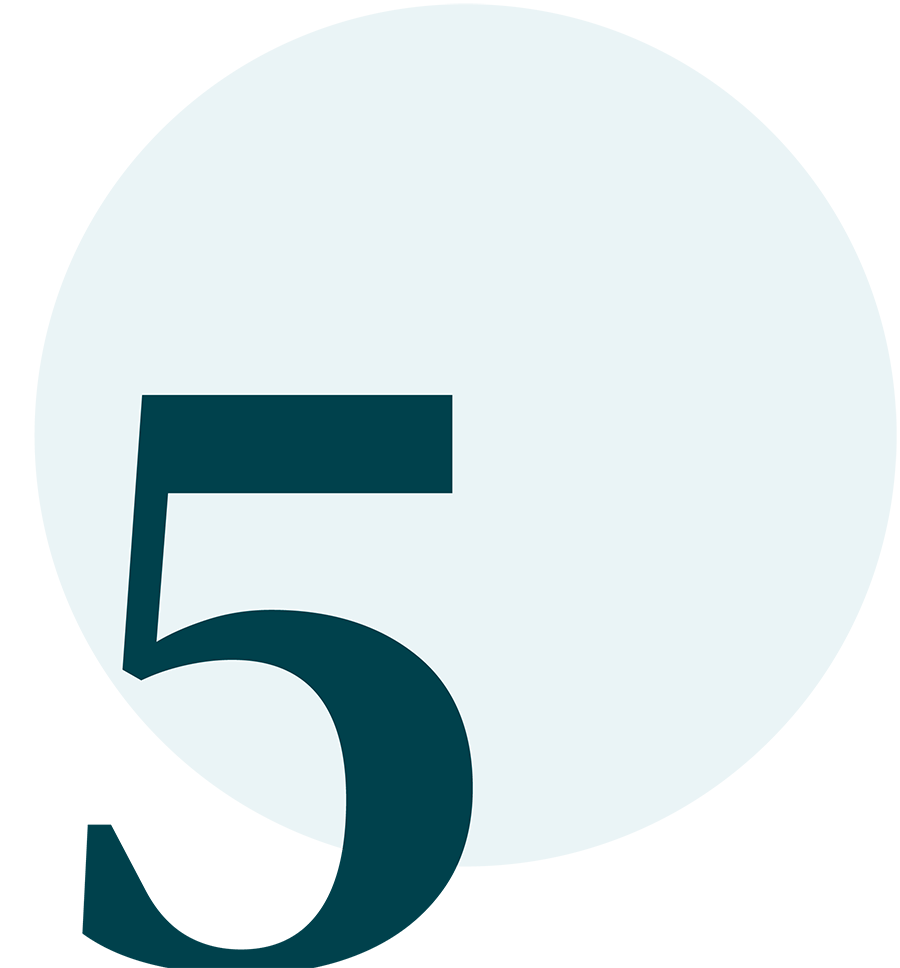 Pictogrammes-5 Chiffre 5 en bleu sur fond rond clair.